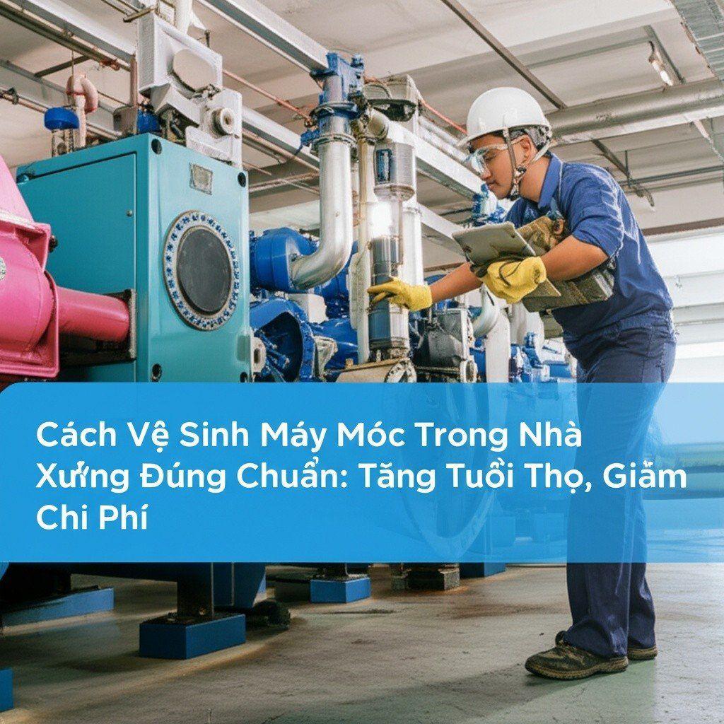Hình minh họa cho bài viết: Cách Vệ Sinh Máy Móc Trong Nhà Xưởng Đúng Chuẩn: Tăng Tuổi Thọ, Giảm Chi Phí